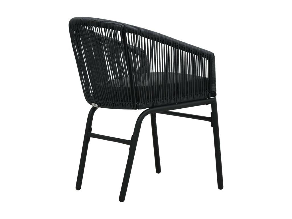 2-piece garden chairs, black rattan PVC, EDKY41934