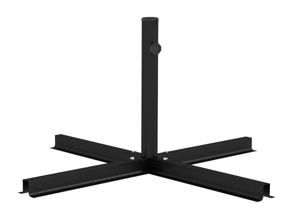 Parasol base, cross-shaped parasol stand, dimensions: 100L x 100W x 75H cm, black epoxy-coated metal, HZGL97296
