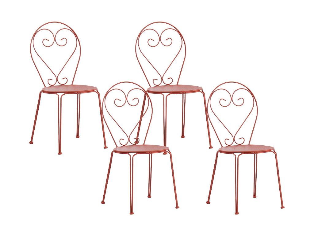 Set of 4 stackable metal garden chairs in wrought iron style - Lysvia ODTO31228