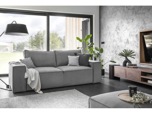 4-seater convertible sofa in brown velvet, Meuse color, 260cm, QMAE37641