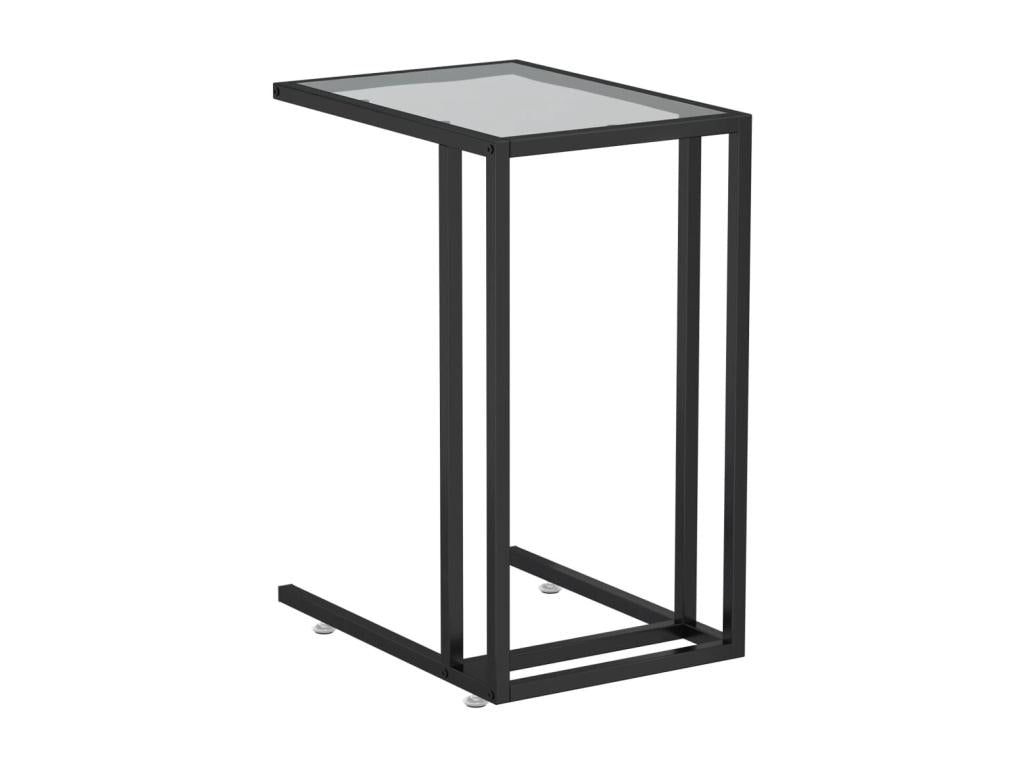 Black side table for computer, 50x35x65 cm, tempered glass, YLVA69066