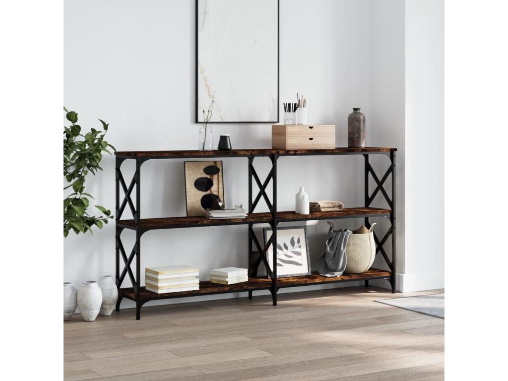 Smoked oak console table 200x28x80.5 cm engineered wood REDO65724