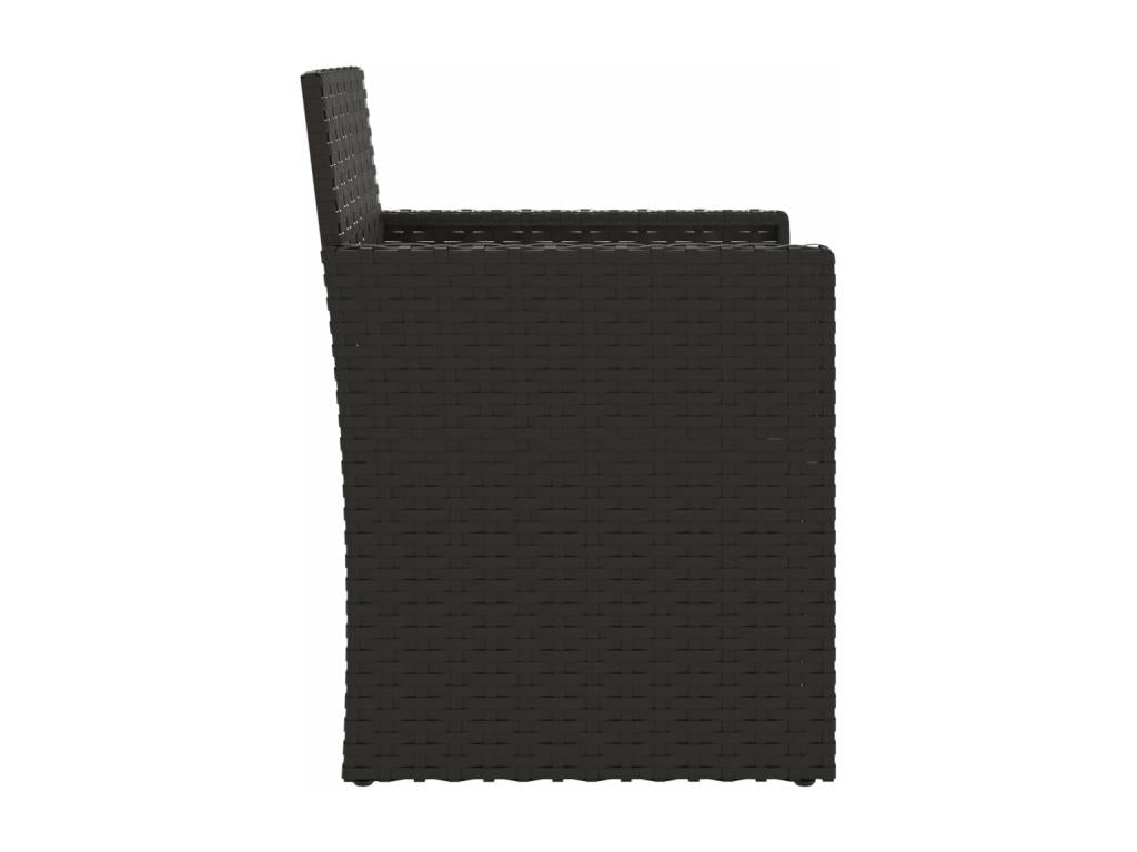 Garden armchair with cushion, black woven resin, FWLL90596