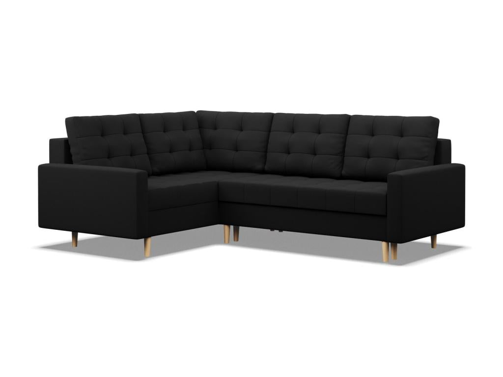 Left Corner Sofa with Ottoman Bed Function Black JUTG70613
