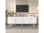 Modern TV stand with 4 doors - 175x38x56cm - Particleboard - white CQNC27778