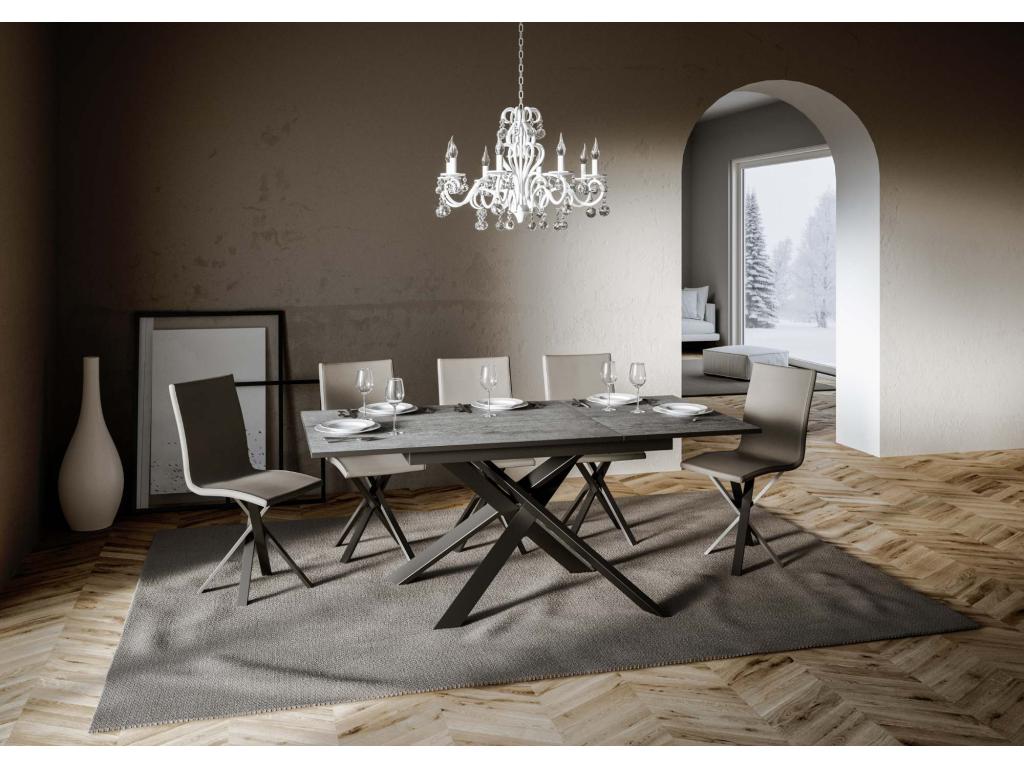 Ganty extendable table 90x120/180 cm, Concrete Grey with anthracite edge banding and anthracite frame, COVE22812