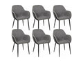 Lysvia - Set of 6 Armchairs in Black and Heather Grey Fabric MMCW53010