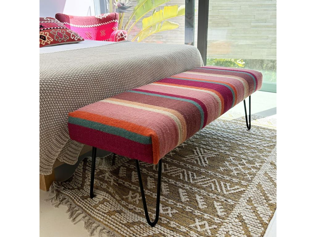 Lysvia Home - Colorful Fabric Bench with Black Metal Legs 120x40x42cm Lysvia NABY86844