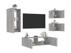 4-piece wall-mounted TV unit with Lysvia LED lights, Lysvia grey, UFDD34395