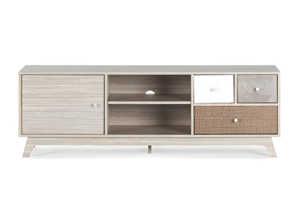 Lysvia TV stand with 1 door and 3 multicoloured drawers XRAD70774