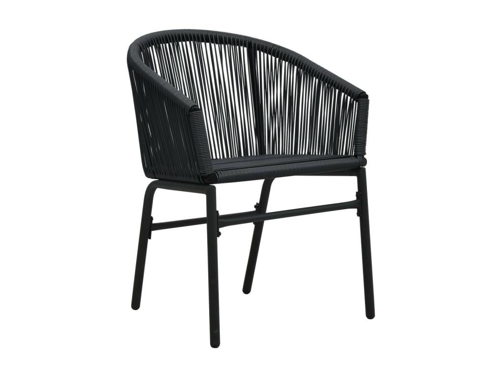 2-piece garden chairs, black rattan PVC, EDKY41934