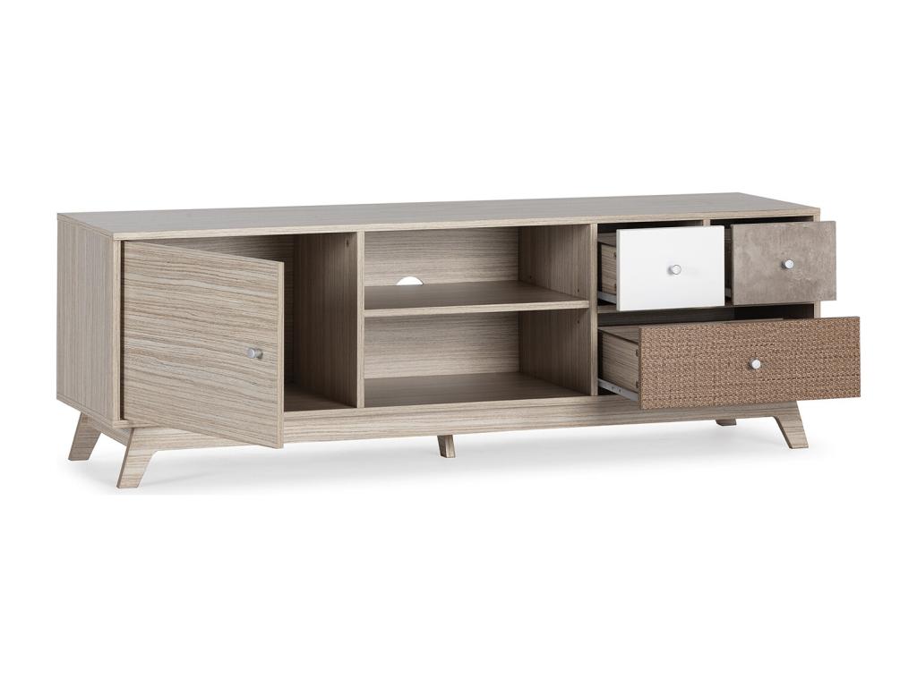 Lysvia TV stand with 1 door and 3 multicoloured drawers XRAD70774