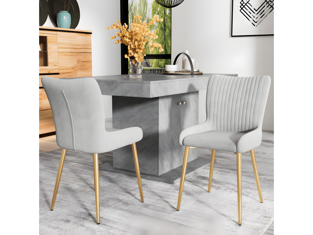 Velvet dining chair set of 6 lounge chairs with four gold-grey metal legs EIQT23276