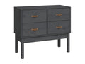 Grey console cabinet 90x40x78 cm Solid pine wood QBUU66313