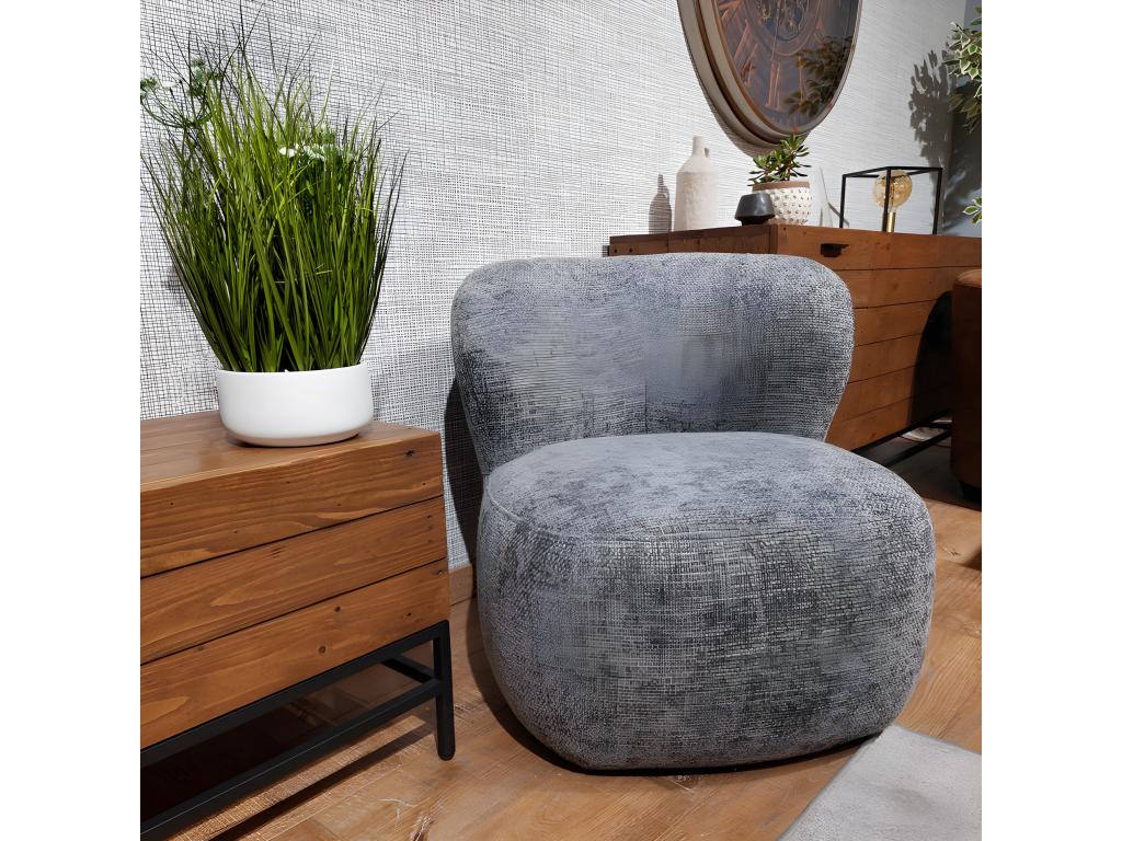 Low round armchair in heather grey fabric with rounded backrest - Dormeva WJCB96297