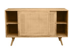 Solid mango wood and rattan cane sideboard with 2 sliding doors, W135 cm ACANGE FPIE49667