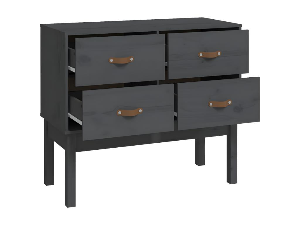 Grey console cabinet 90x40x78 cm Solid pine wood QBUU66313