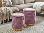 Set of 2 Lysvia storage poufs, velvet, 40/33 cm, pink, HRED58925