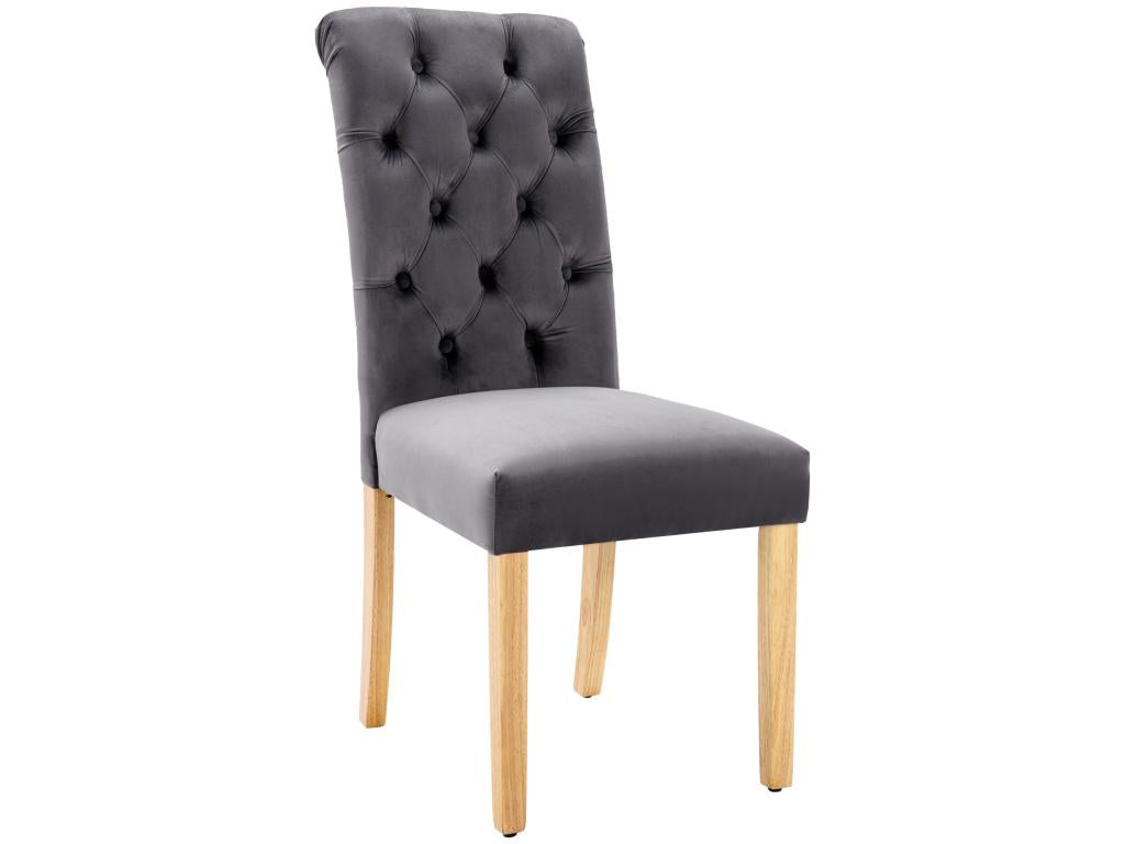 Set of 4 velvet chairs with oak legs - Grey YQLW25590