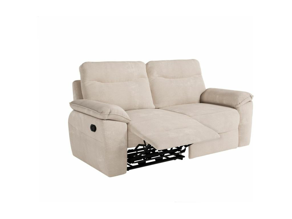 Lysvia 3-seater manual reclining sofa in corduroy - Beige - W200 x D100 x H102cm - Lysvia RXDQ73844