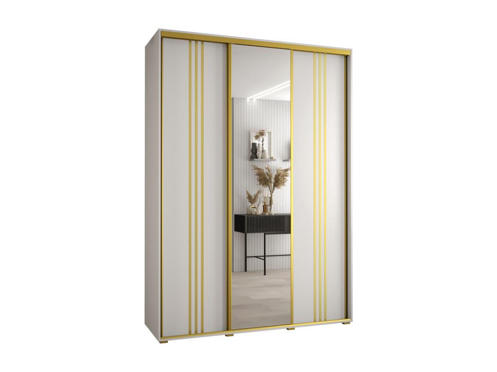 Lysvia 7 Sliding Door Wardrobe 235.2/170/60 3 Doors White/White/Gold BZHM34113