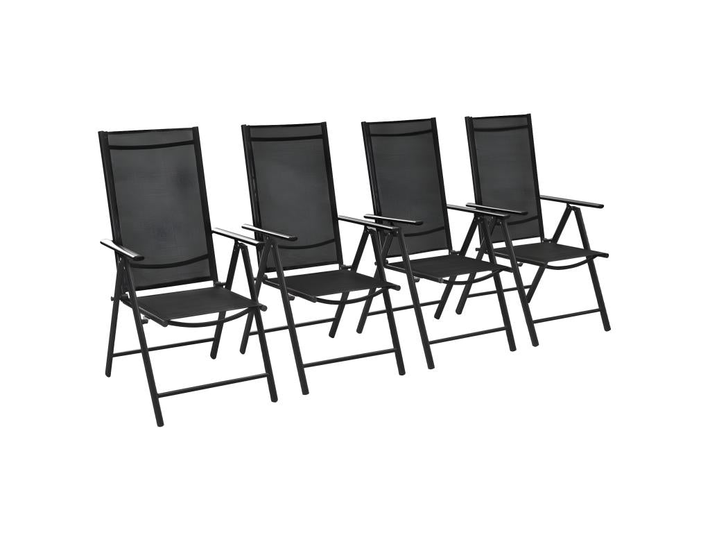 Folding garden chairs, set of 4, aluminum and textilene, black, WSXB08679