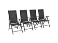 Folding garden chairs, set of 4, aluminum and textilene, black, WSXB08679