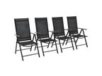 Folding garden chairs, set of 4, aluminum and textilene, black, WSXB08679