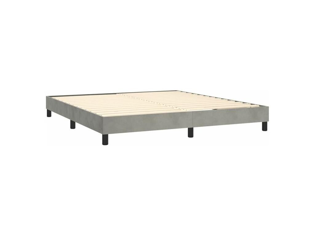 Lysvia bed base and mattress, light grey, 160x200 cm, velvet, OALH27344