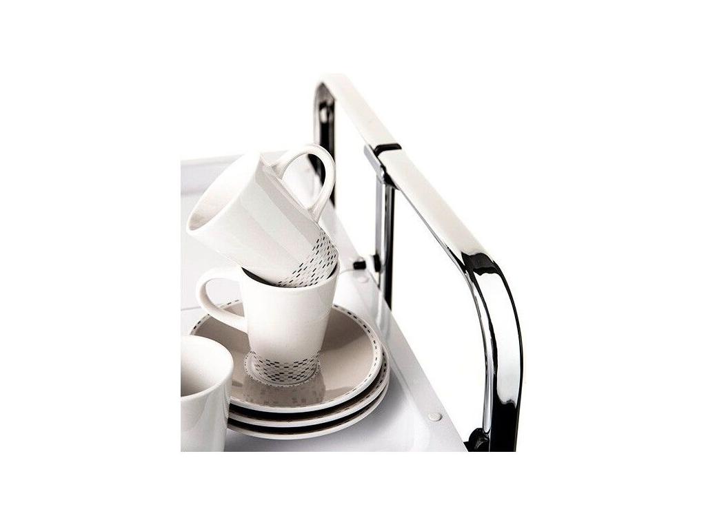 Lysvia folding rolling table with 2 shelves and chrome frame BORL06274