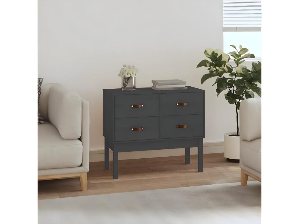 Grey console cabinet 90x40x78 cm Solid pine wood QBUU66313