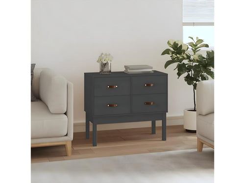 Grey console cabinet 90x40x78 cm Solid pine wood QBUU66313