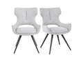 Set of 2 swivel chairs, 180°, light grey fabric, metal legs – Lysvia YJZS37364