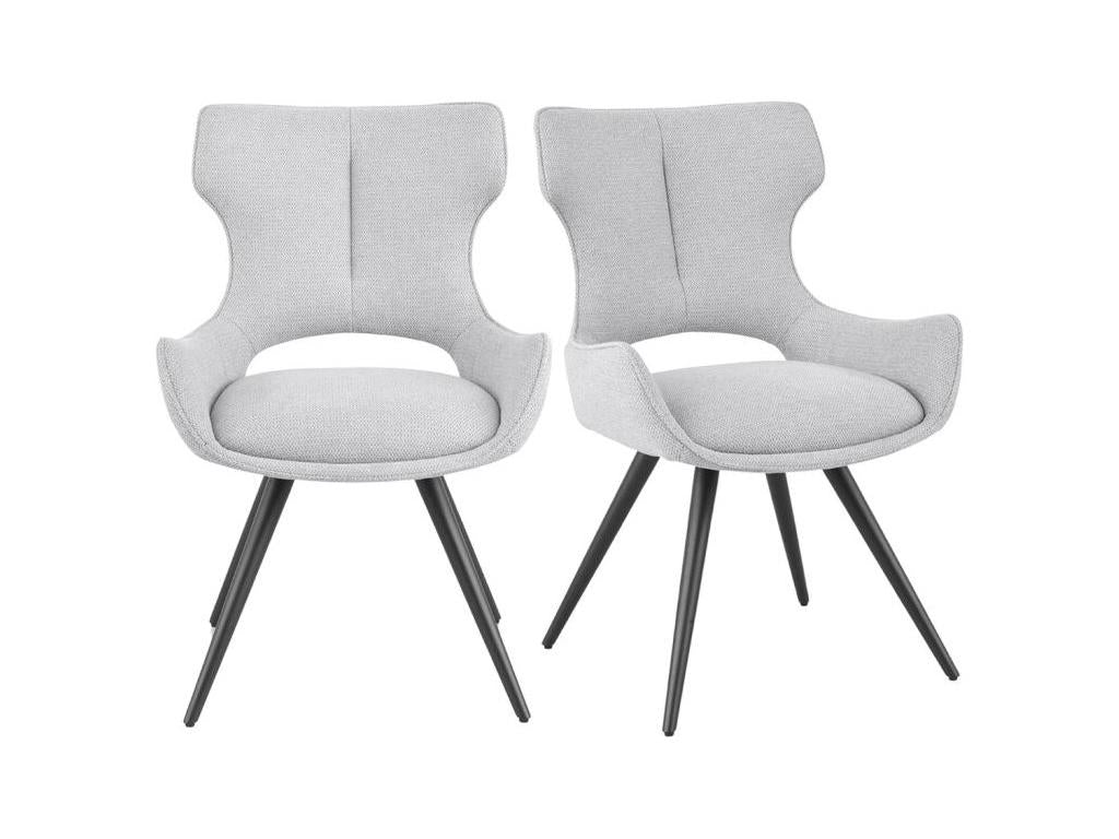 Set of 2 swivel chairs, 180°, light grey fabric, metal legs – Lysvia YJZS37364