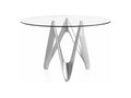 Dormeva round designer table, silver lacquered fiberglass - Dimensions: D 120 x H 76 cm UADM44512