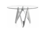 Dormeva round designer table, silver lacquered fiberglass - Dimensions: D 120 x H 76 cm UADM44512