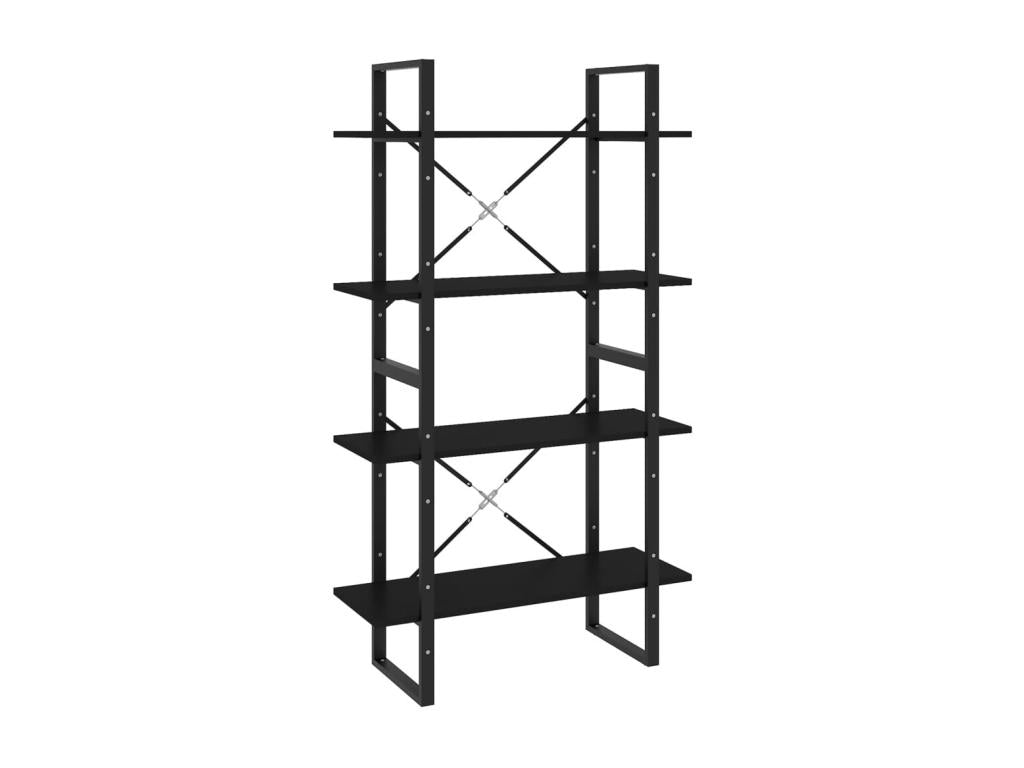 4-tier black bookcase 80x30x140 cm engineered wood DVZF43068