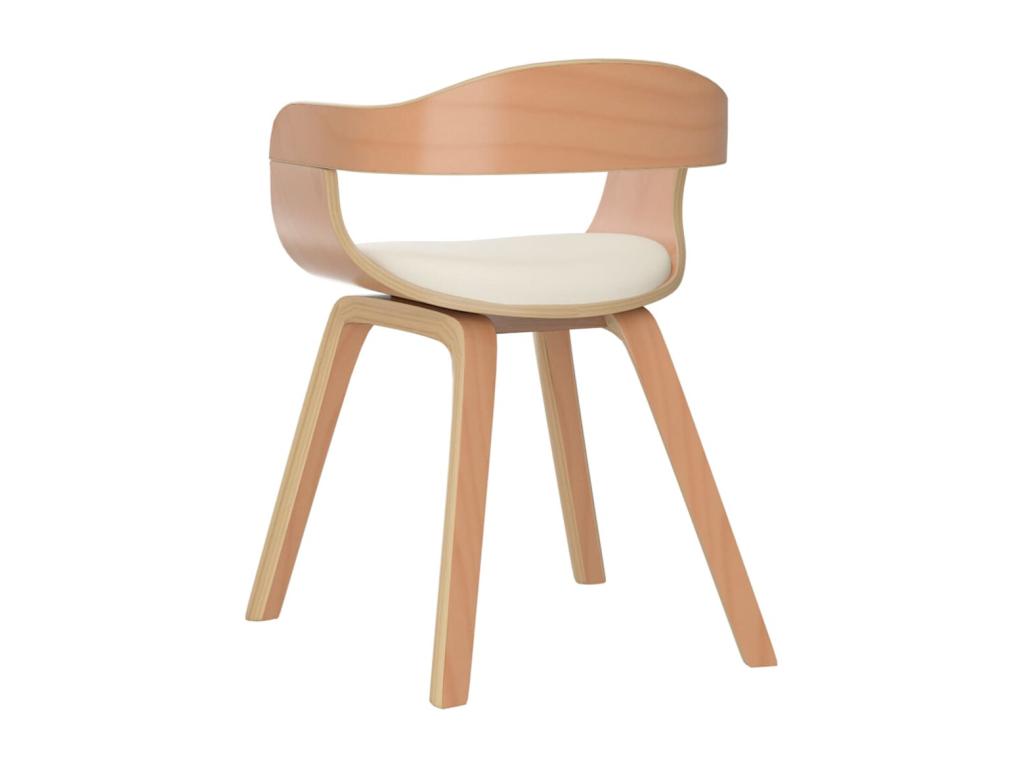 Set of 4 cream faux leather and bentwood dining chairs RBVZ85823