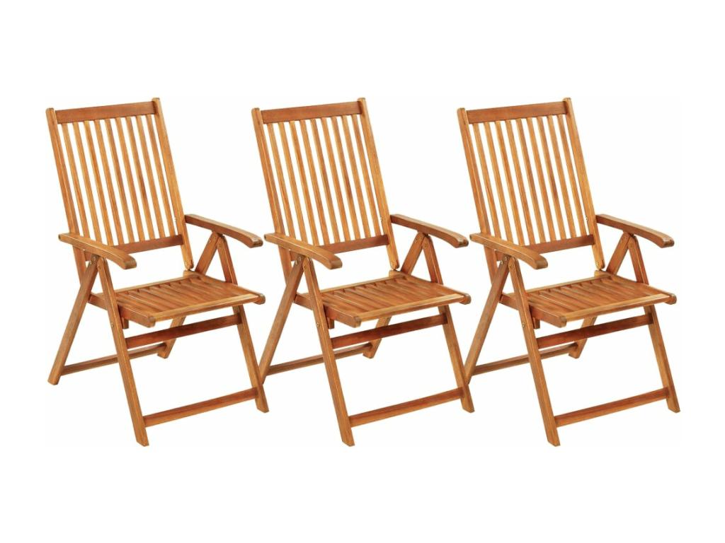 Lysvia Wooden Folding Garden Chairs, Set of 3 with Cushions, BBND44211