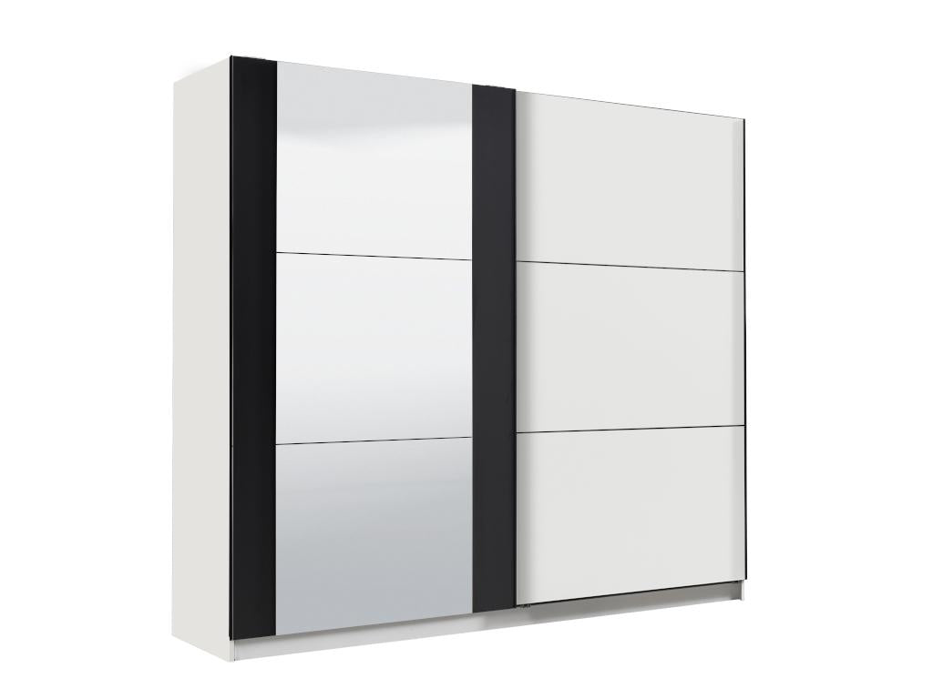 Dormeva Wardrobe - 2 Sliding Doors - With Mirror - W.217 cm - White and Black RABV03527