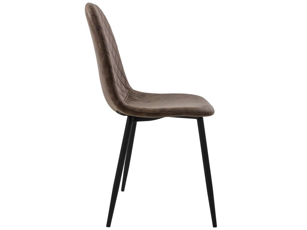 Dining chair set of 4 in brown faux leather with metal legs, mounting hardware included, Lysvia IRFF95219