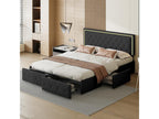 Double bed 140x200cm with LED and 4 drawers - faux leather fabric - with