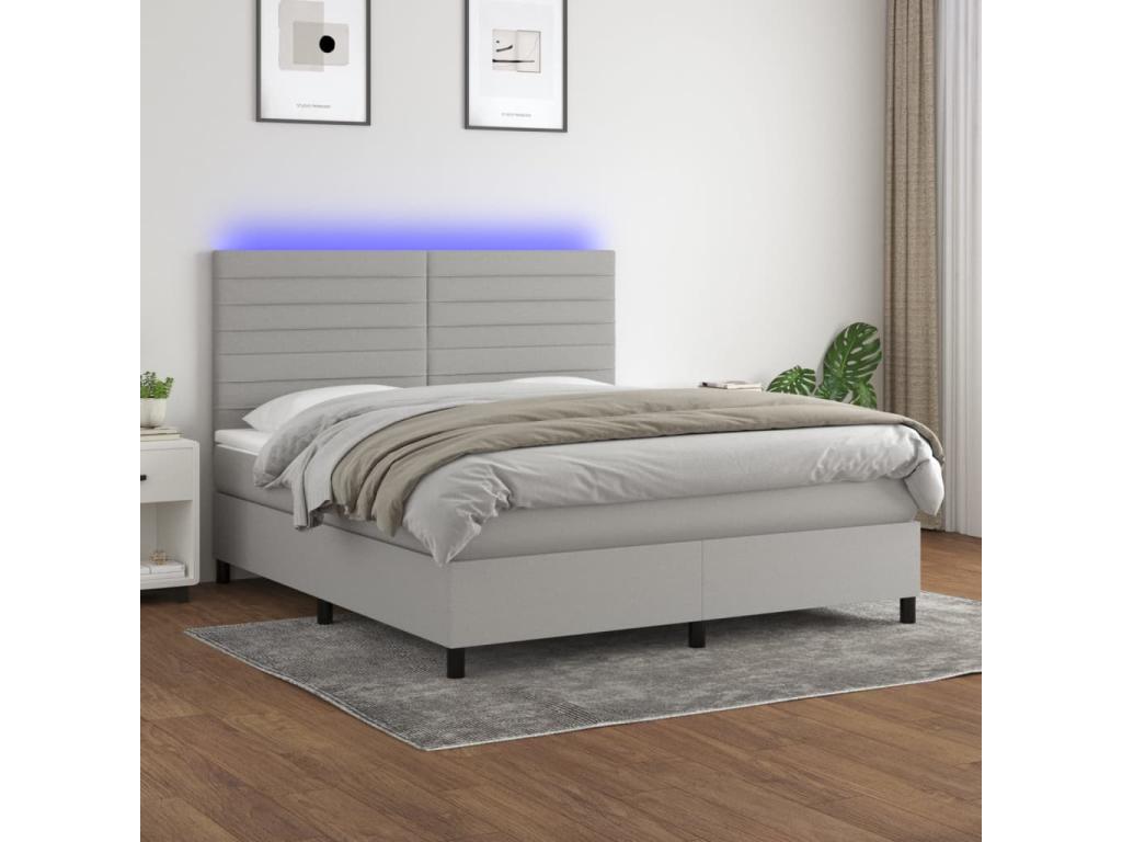 Dormeva bed base and mattress with LED, light grey, 180x200 cm, BOVN38463
