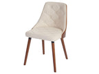 2x Osijek dining chair, bentwood walnut-look armchair - cream faux leather KNDS37473