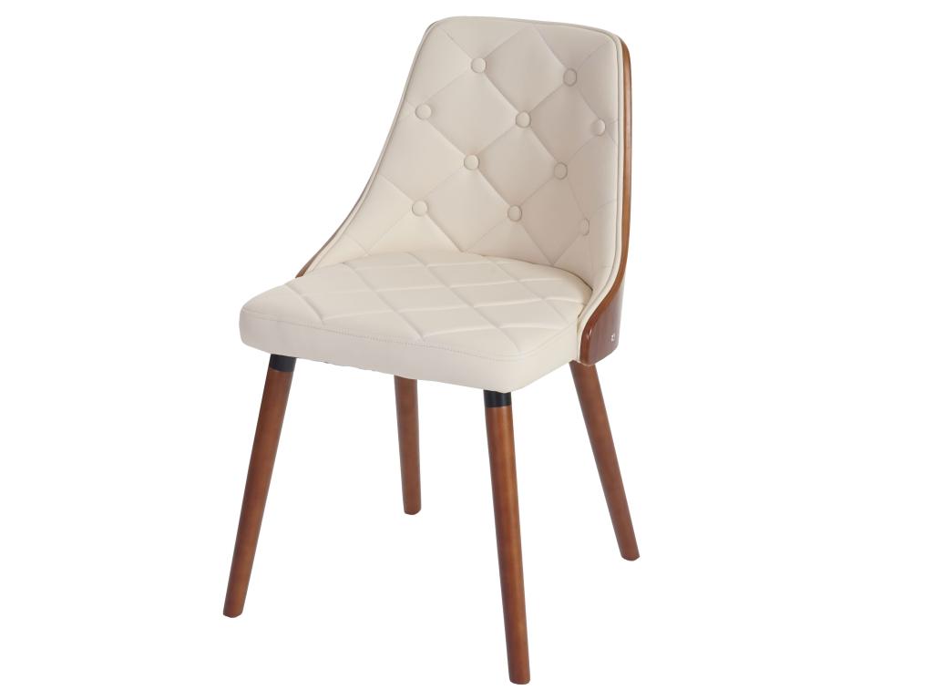 2x Osijek dining chair, bentwood walnut-look armchair - cream faux leather KNDS37473