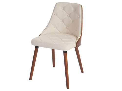 2x Osijek dining chair, bentwood walnut-look armchair - cream faux leather KNDS37473