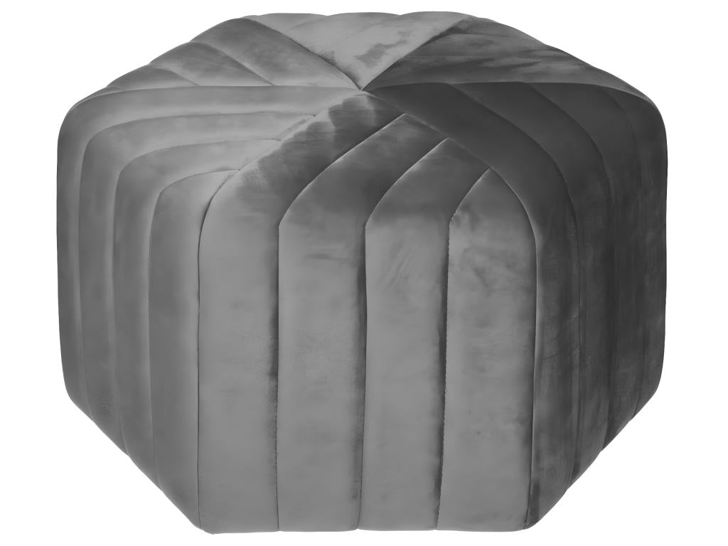 Grey velvet pouf with a wide seat, 52x48 cm, HESA25640