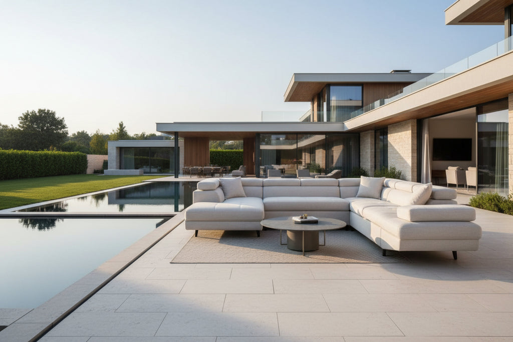 Lysvia Scandinavian Left-Hand Corner Sofa Bed with Storage, Fabric Upholstery - Beige, Black Legs - W271 x D192 x H70cm - Lysvia YRMH43144