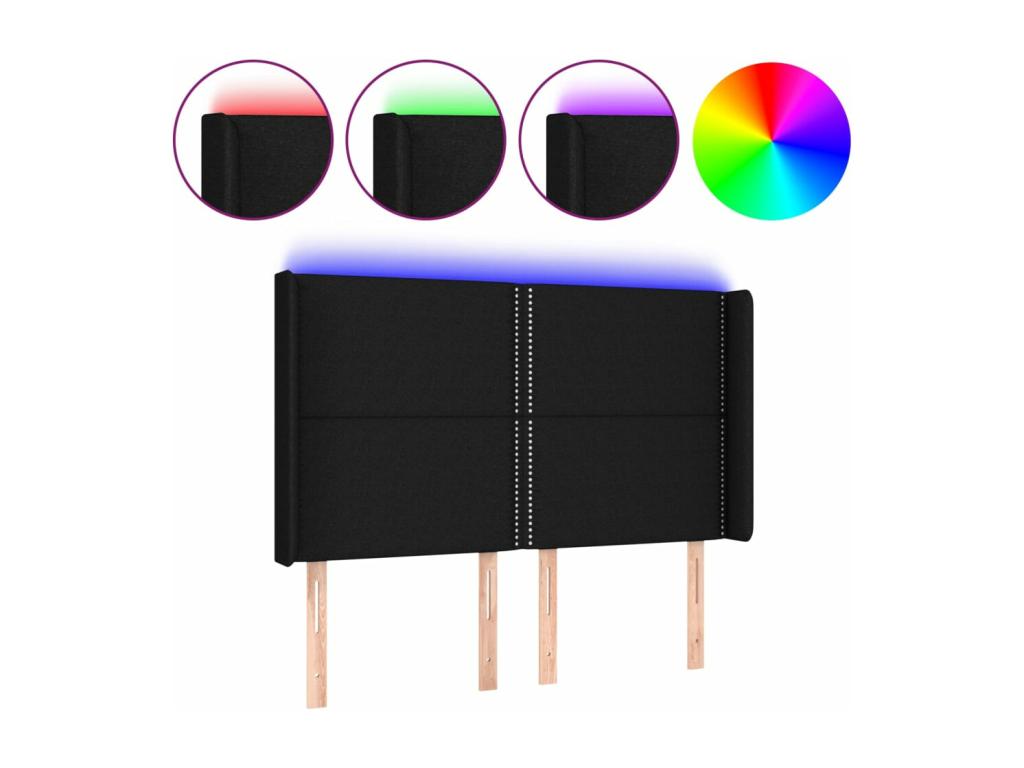 Black LED Headboard 147x16x118/128 cm Fabric IERX46603