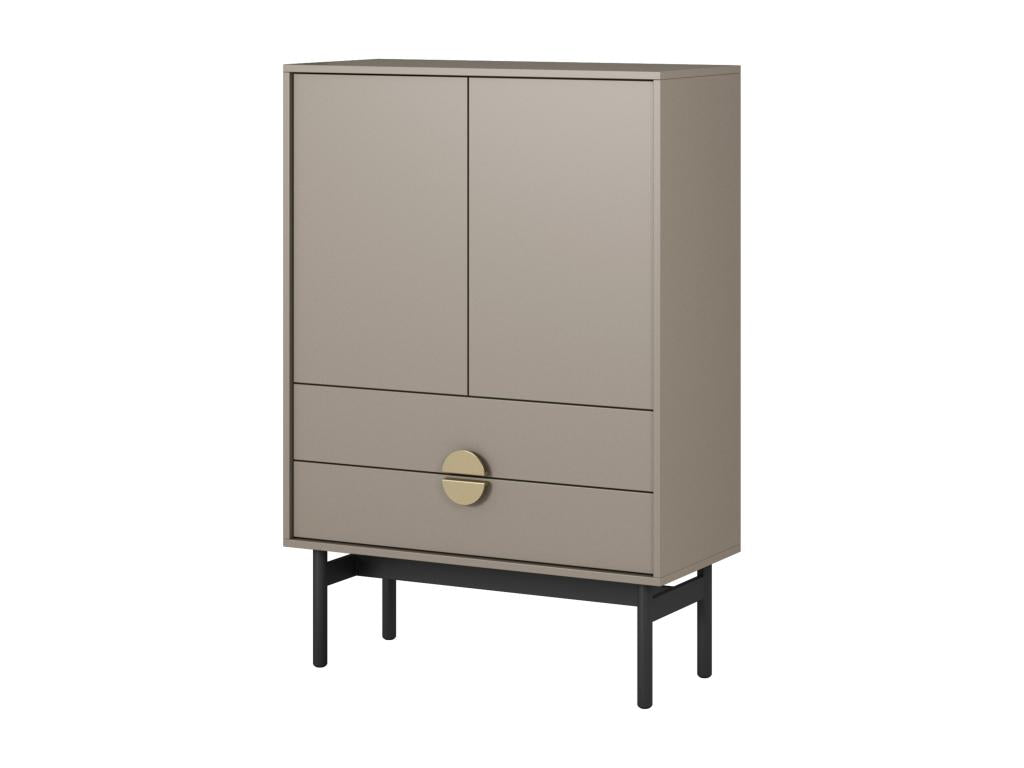 High sideboard - 85 cm - with two drawers - stone grey - Lysvia RUVQ00002